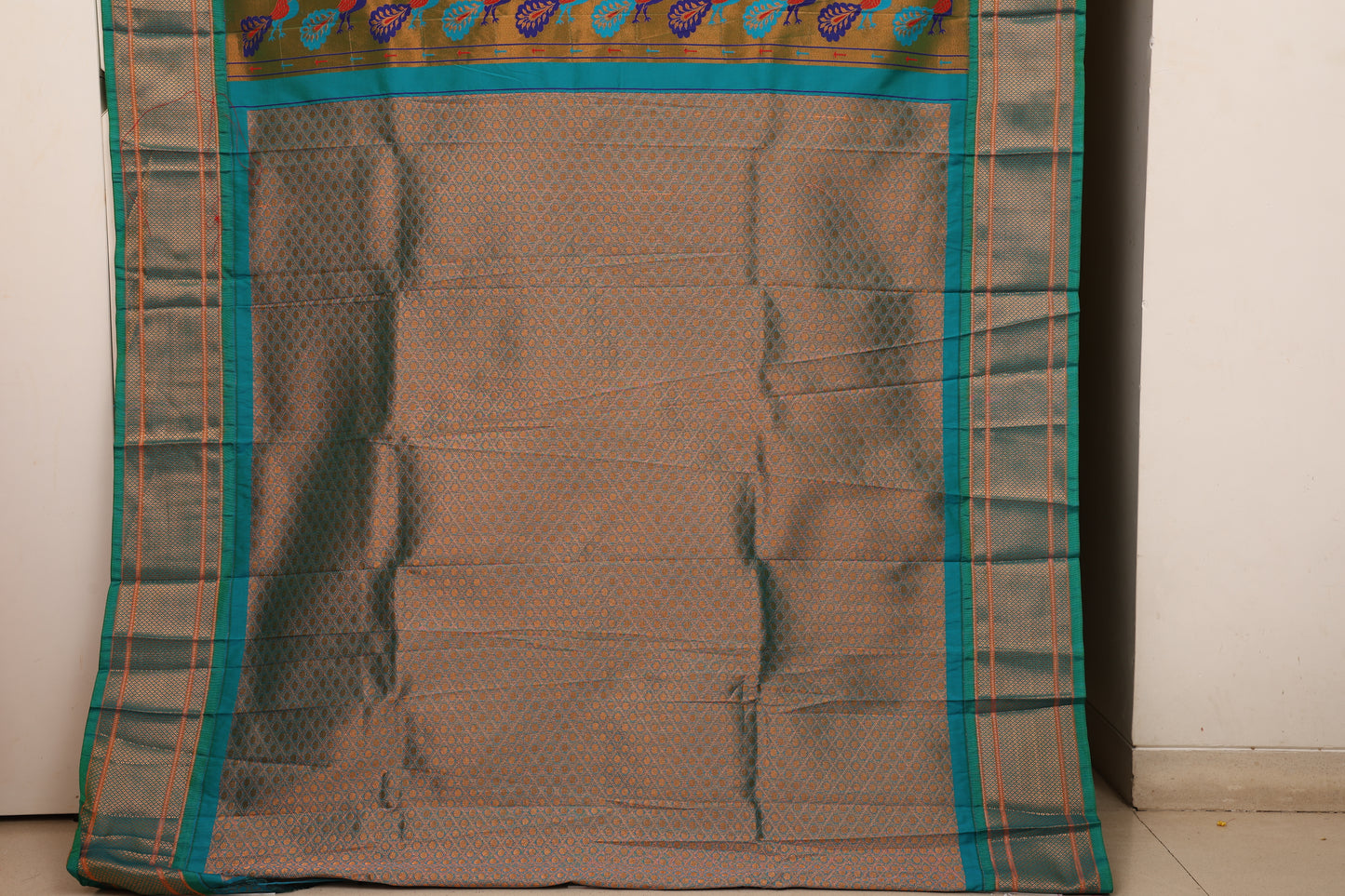 Sunshine Yellow Kalanji Contrast Border Paithani