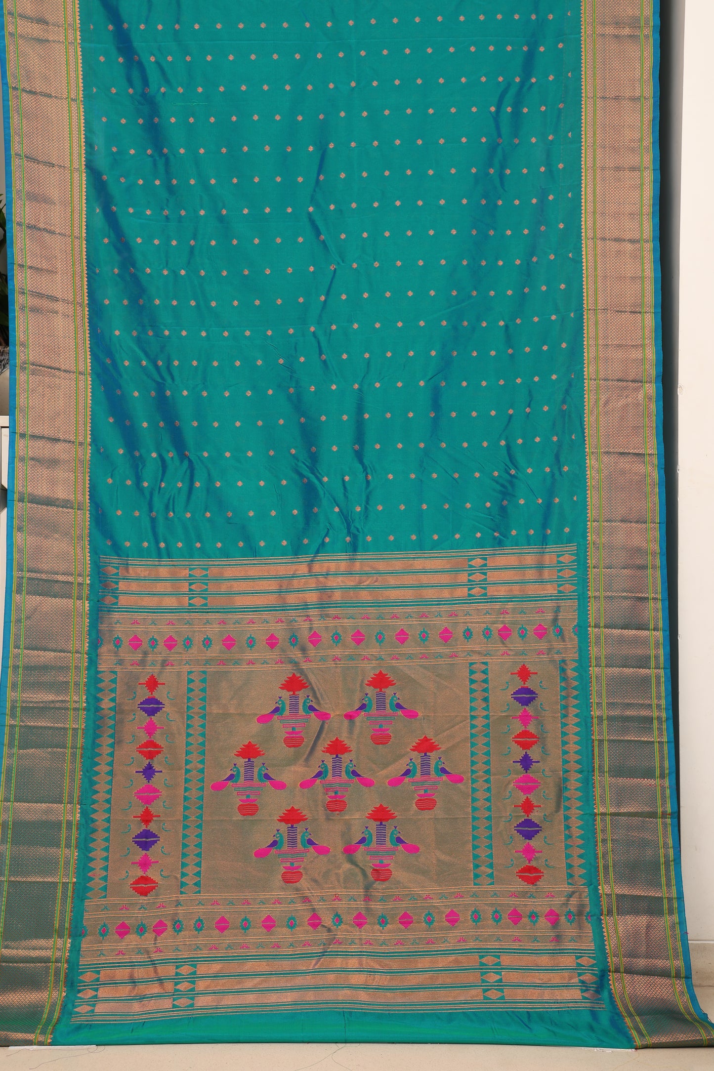 Aqua Blue Kalanji Paithani