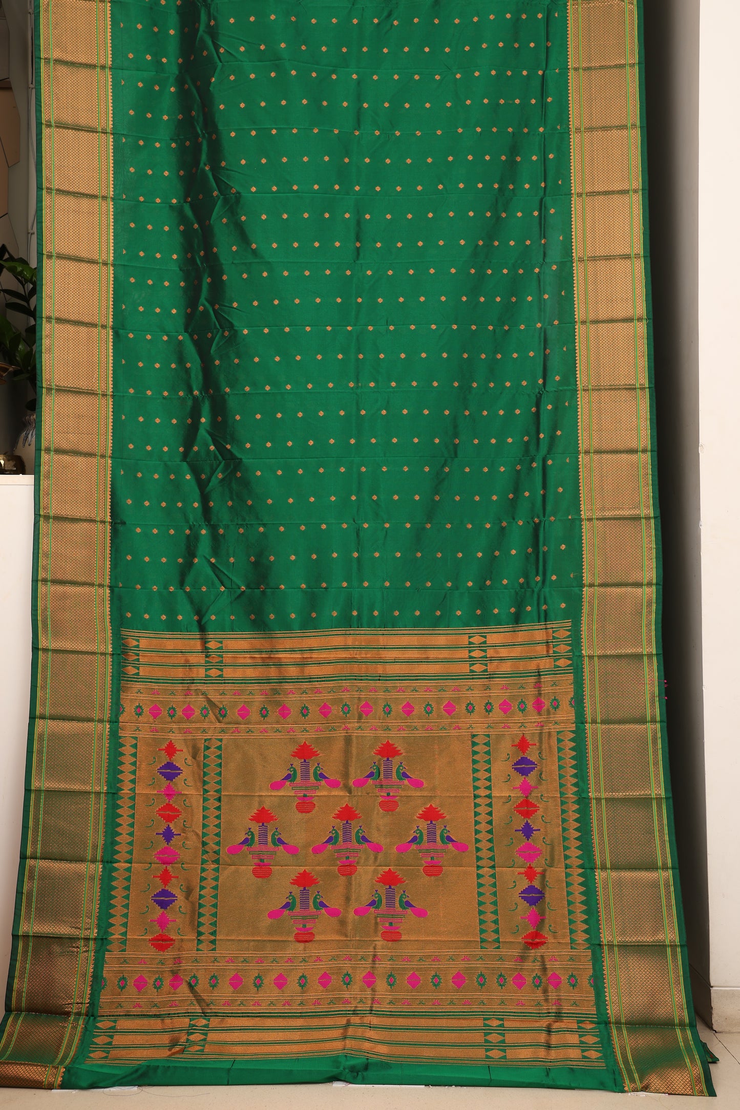 Bottle Green Kalanji Paithani