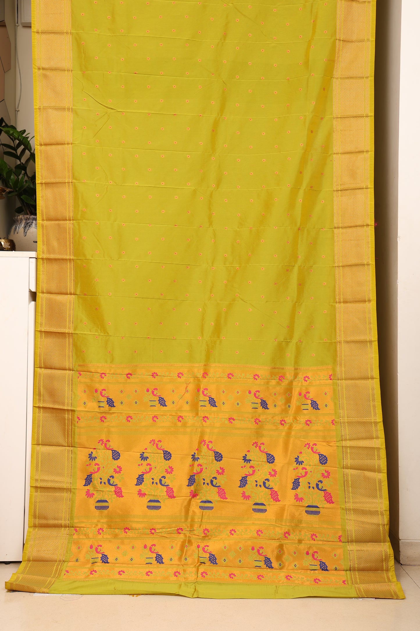 Parrot Green Kalanji Paithani