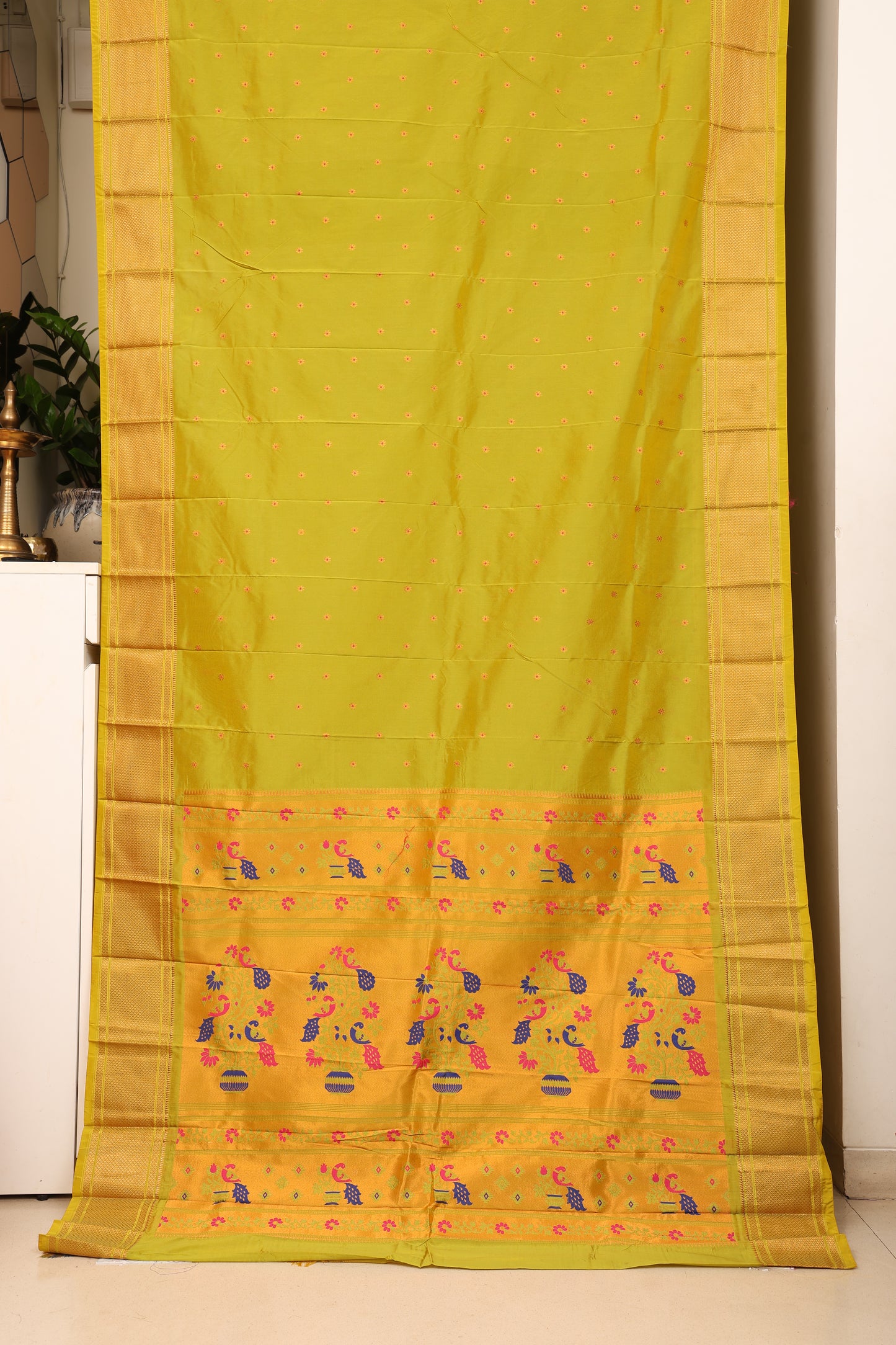 Parrot Green Kalanji Paithani
