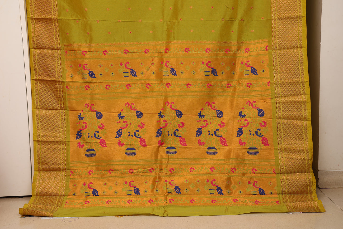 Parrot Green Kalanji Paithani