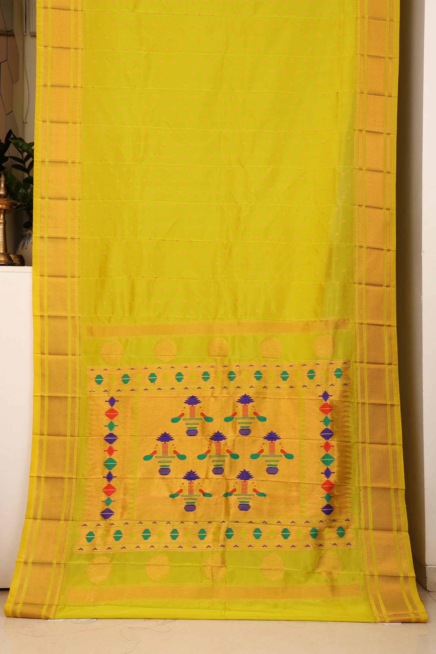 Lime Green Kalanji Paithani