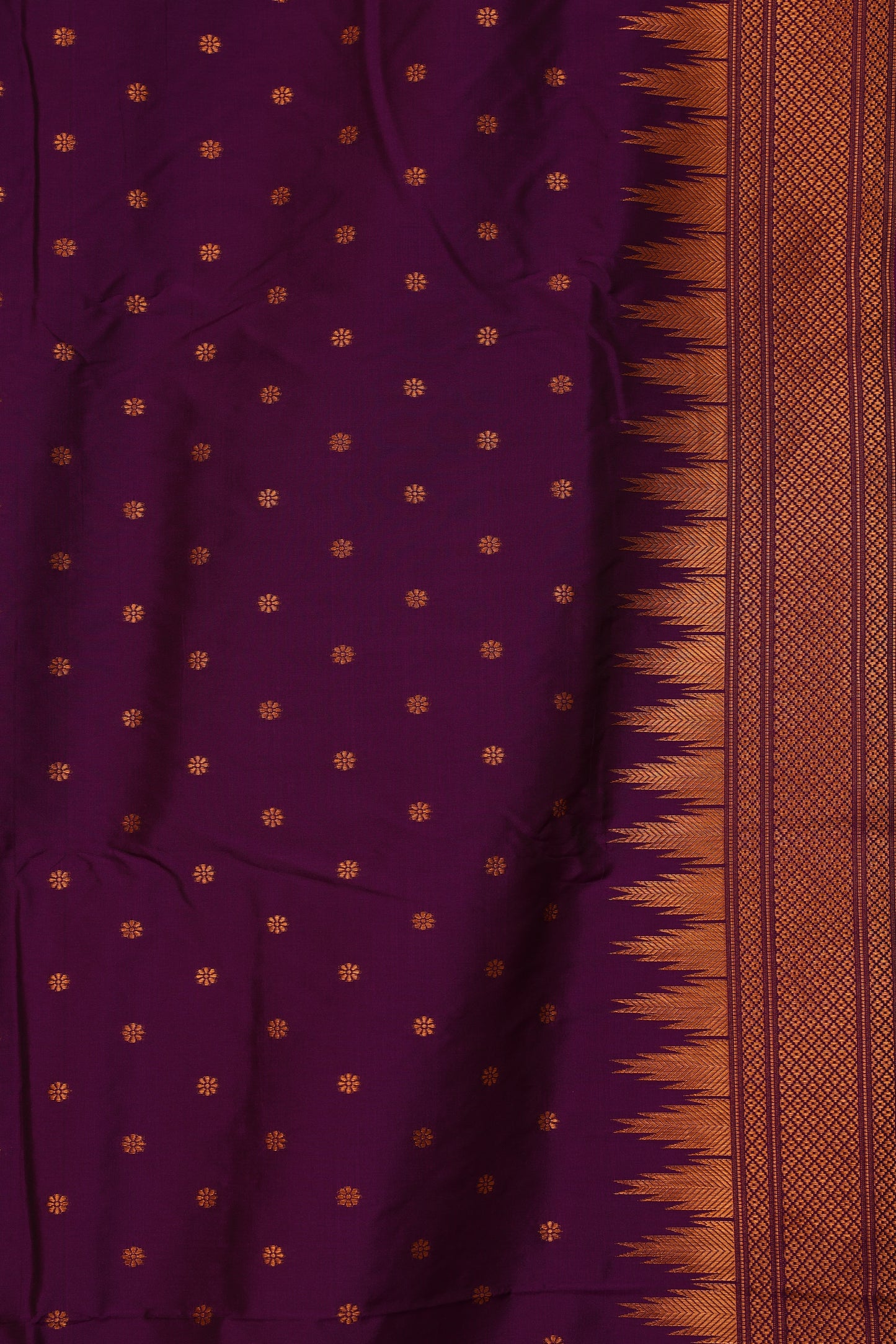 Royal Violet Temple Border Paithani