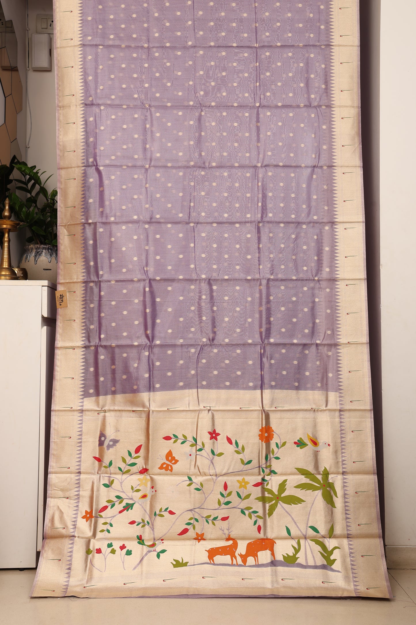 Lavender Purple Chanderi Paithani