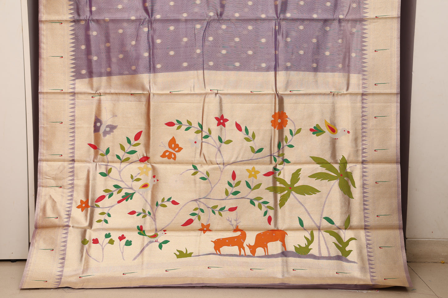 Lavender Purple Chanderi Paithani