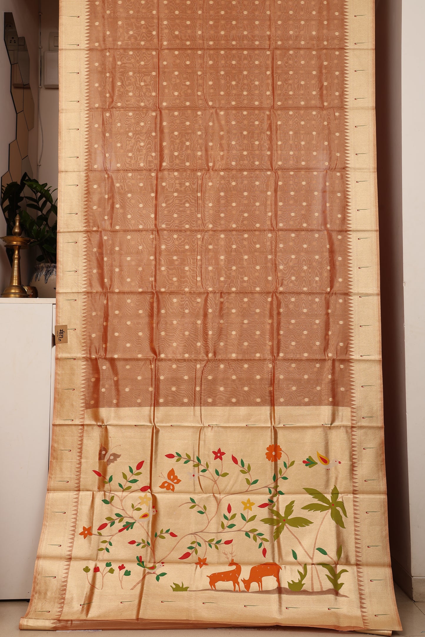 Copper Rust Chanderi Paithani