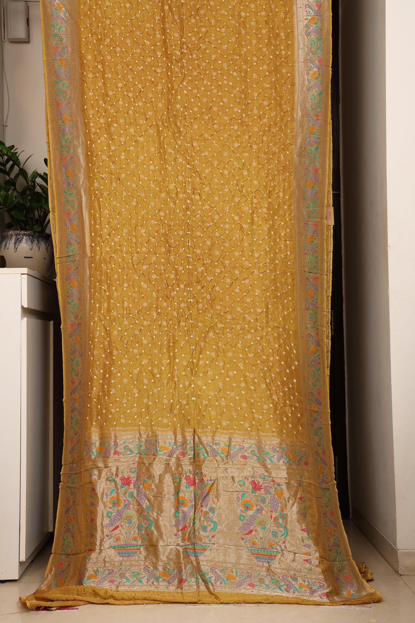 Antique Mustard Bandhej Paithani