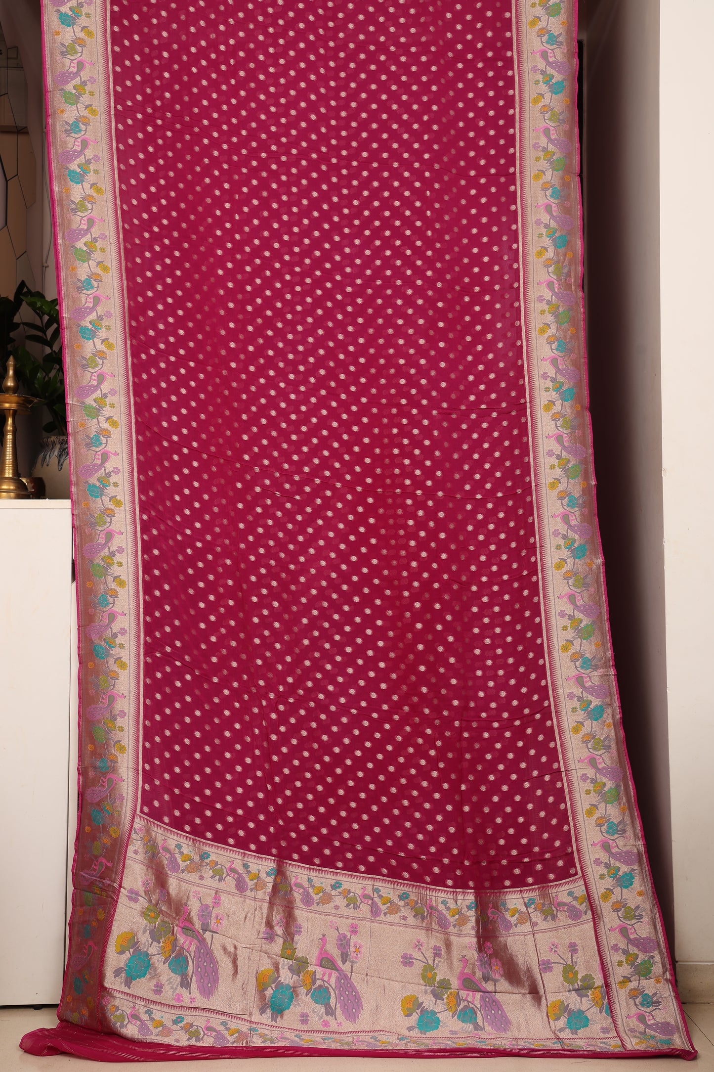 Jammuni Purple Georgette Paithani