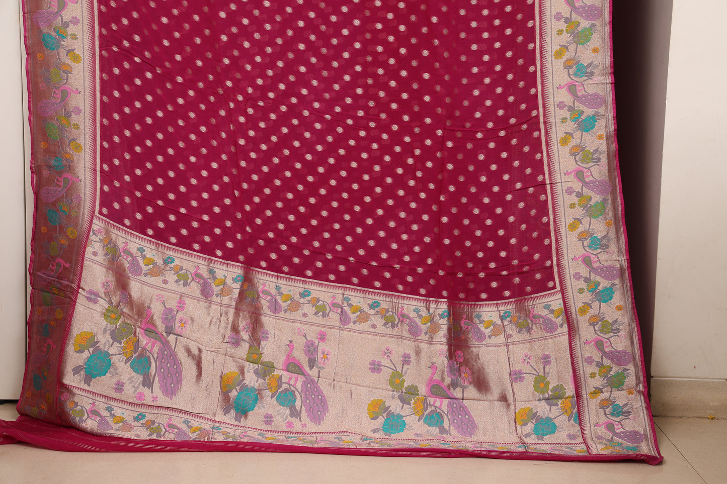 Jammuni Purple Georgette Paithani