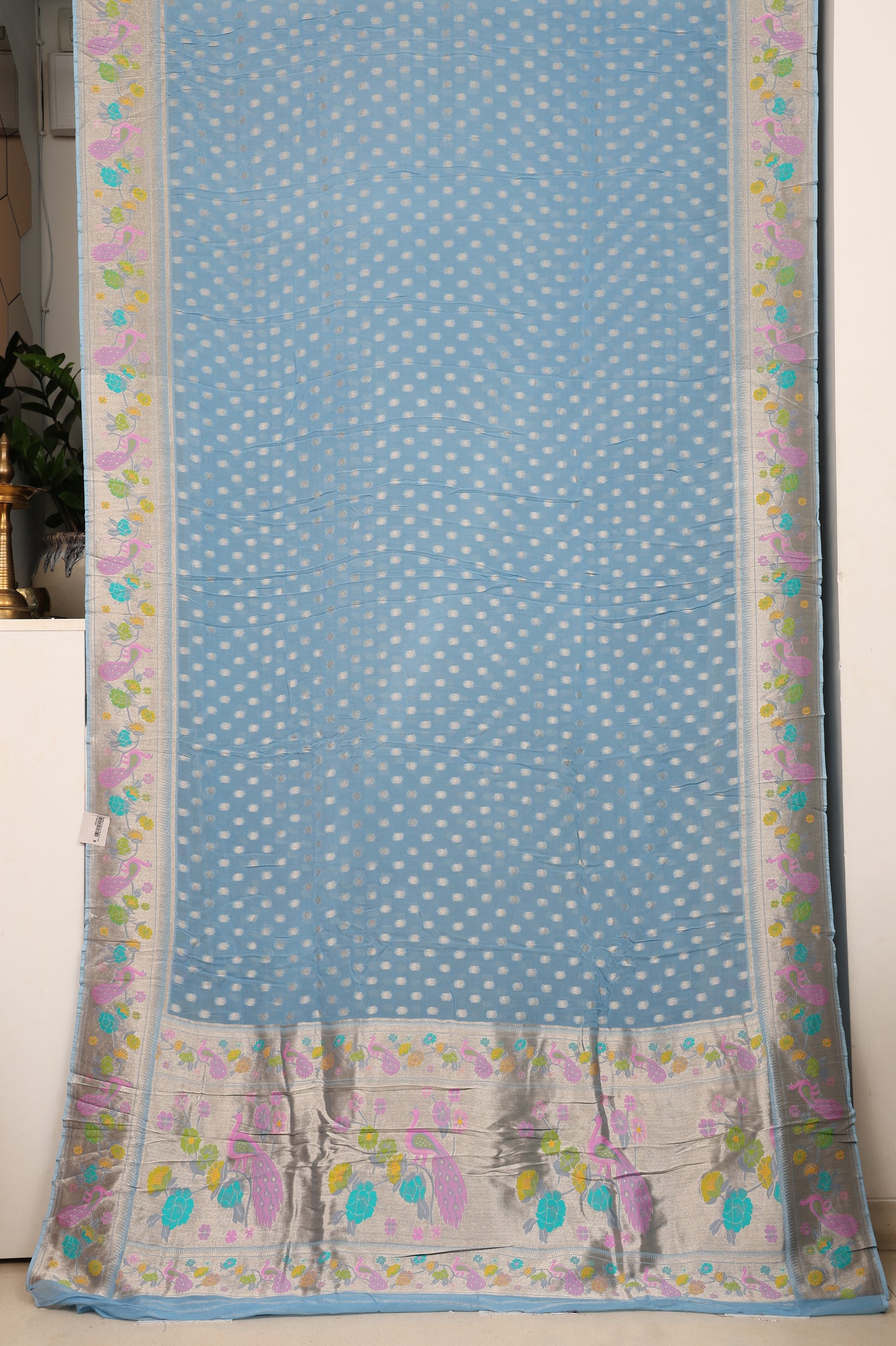 Powder Blue Georgette Paithani