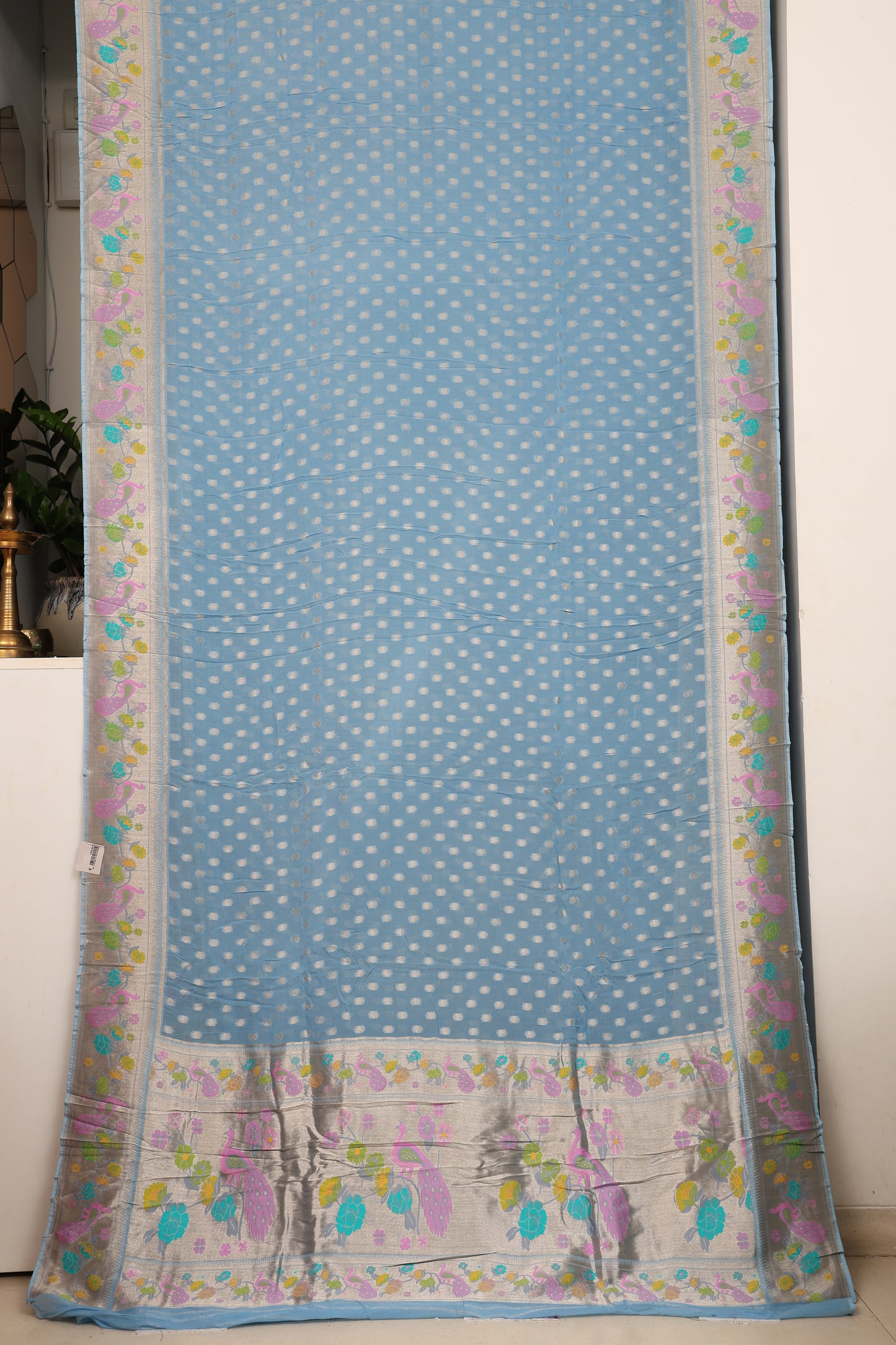 Powder Blue Georgette Paithani