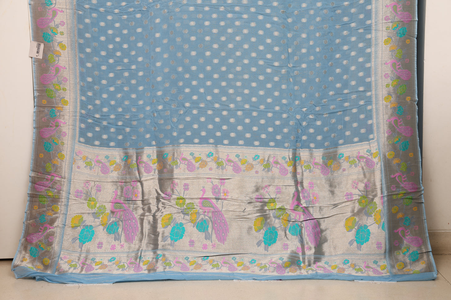 Powder Blue Georgette Paithani