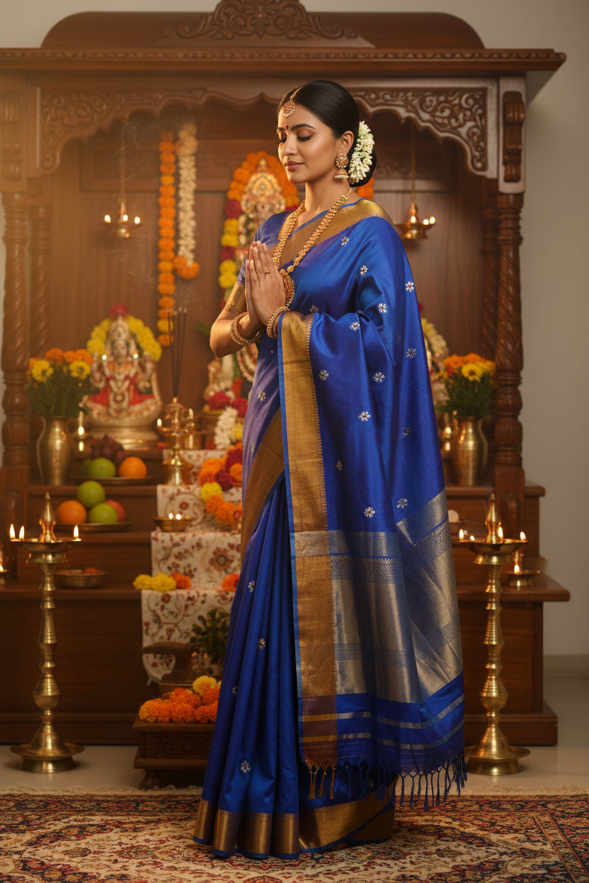 Royal Blue  Kalanjali Floral Butti