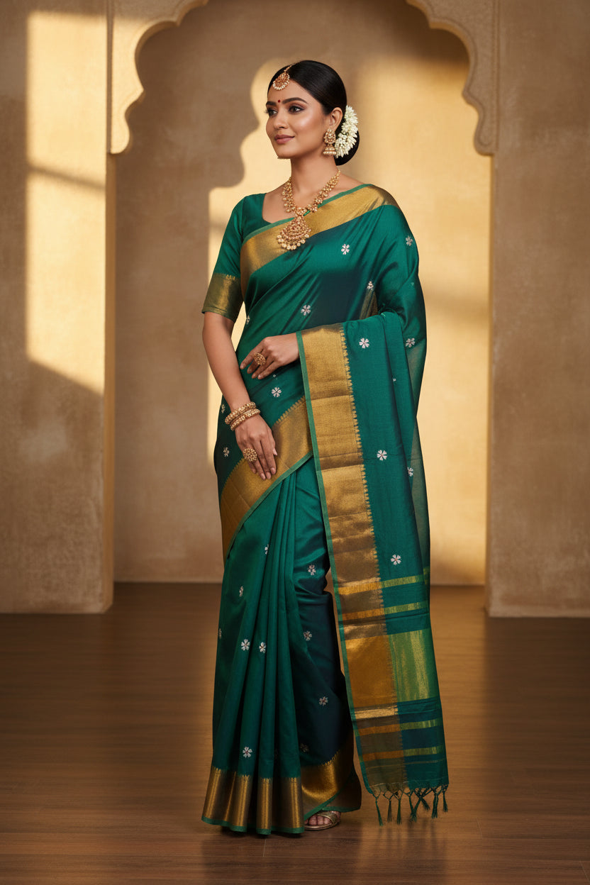 Emerald Green Kalanjali Floral Butti