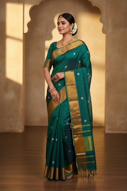 Emerald Green Kalanjali Floral Butti