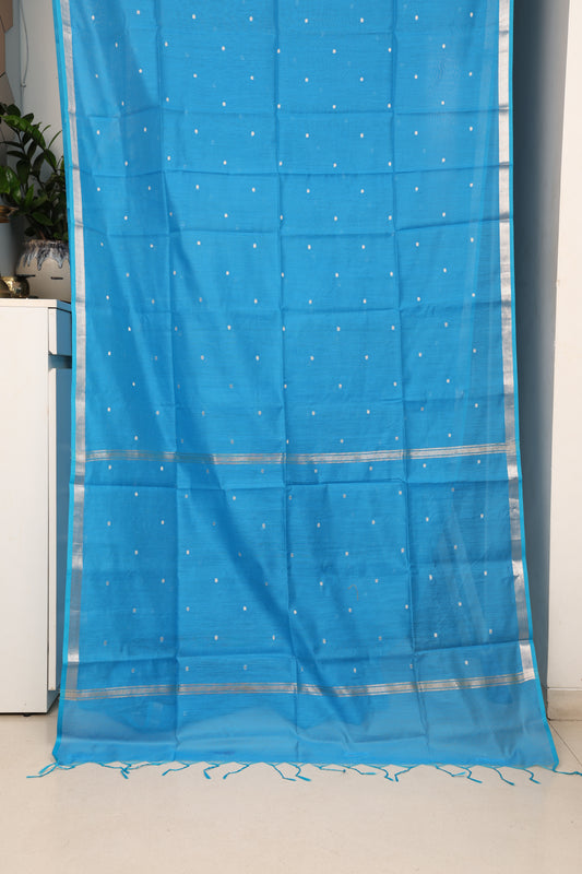 Azure Blue Maheshwari Saree