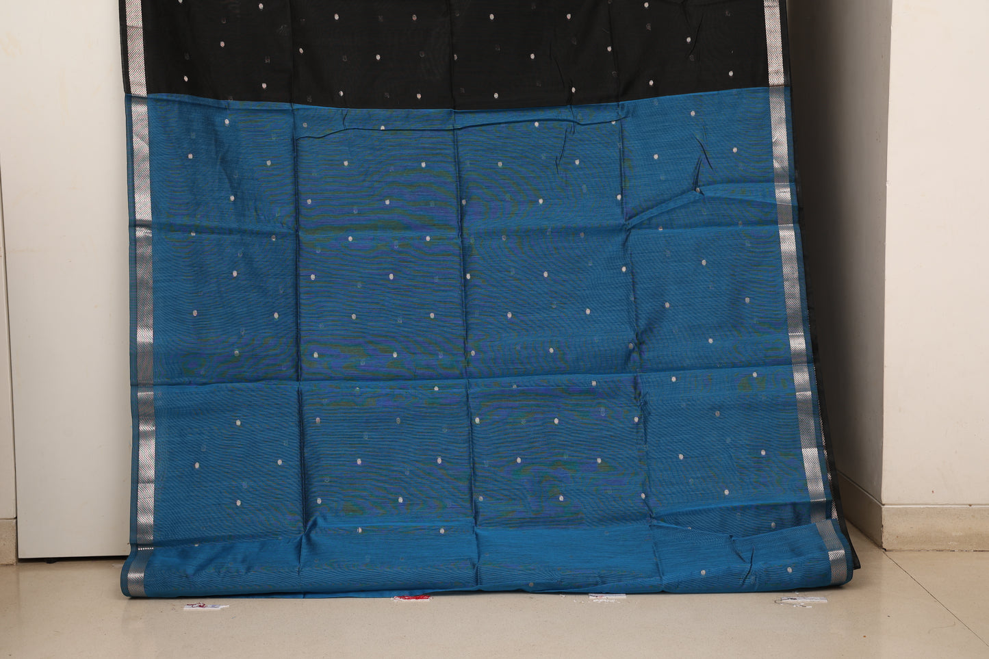 Black Teal Contrast Maheshwari Saree