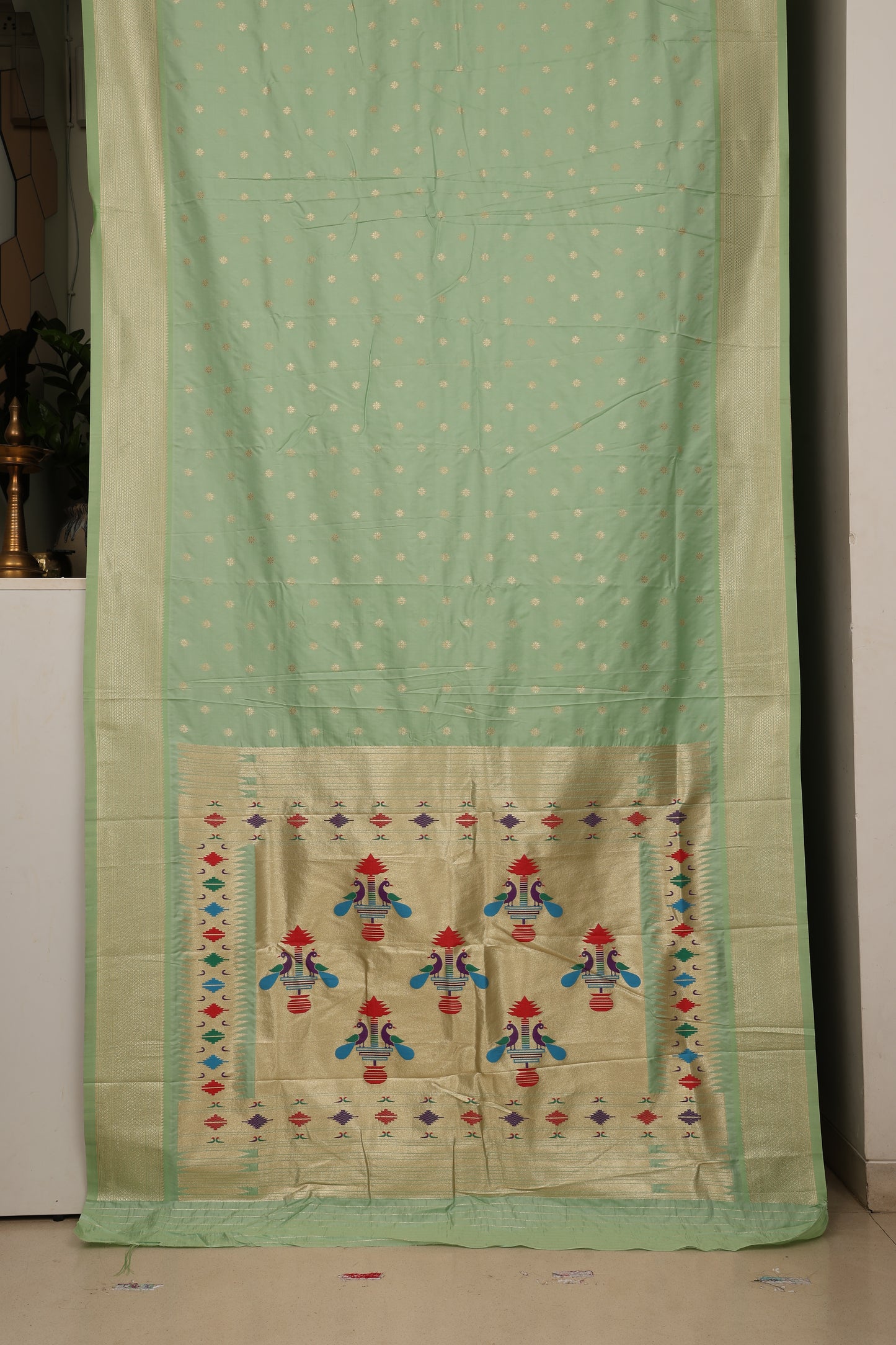 Sage Green Maharani Paithani