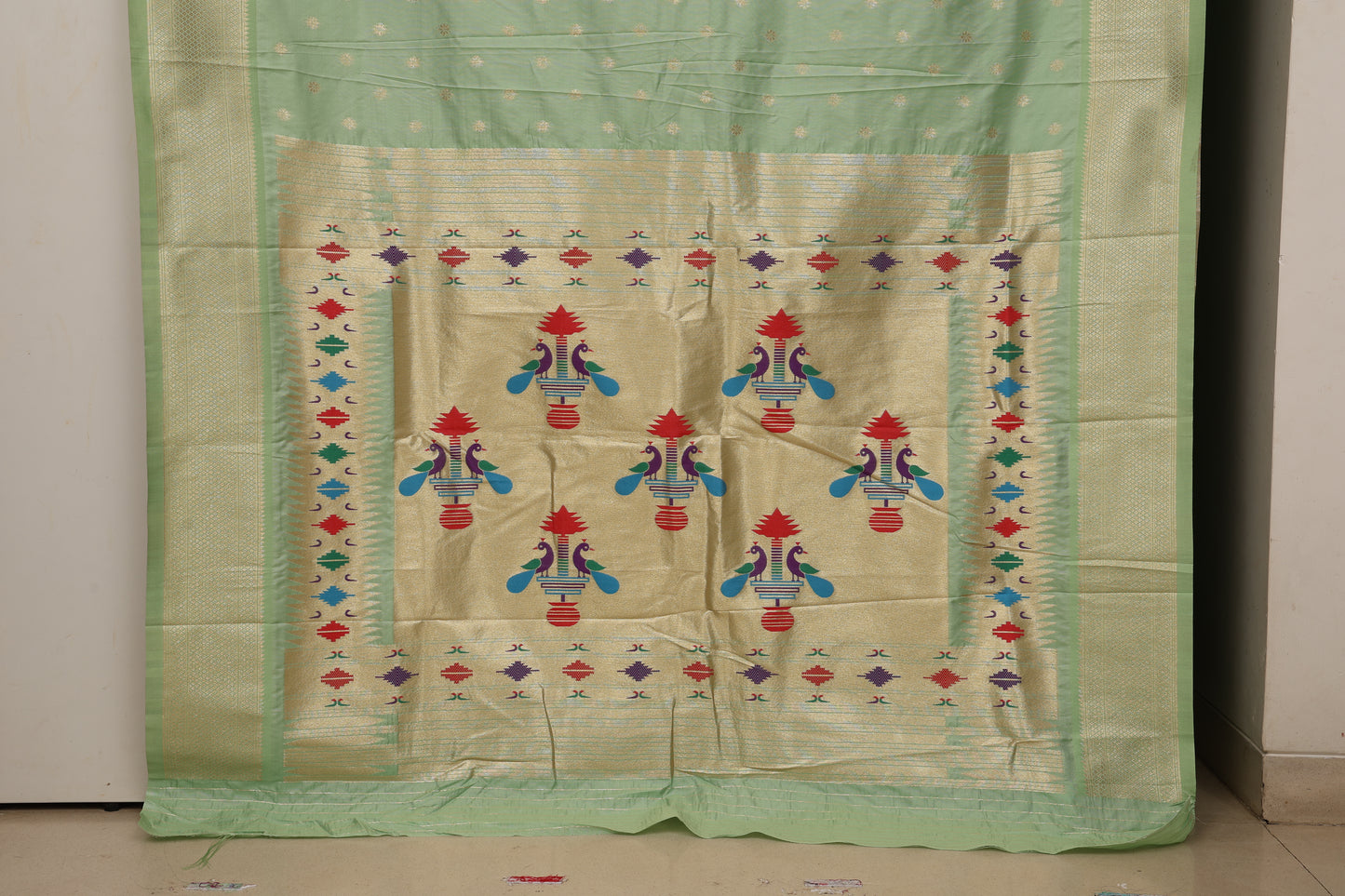 Sage Green Maharani Paithani