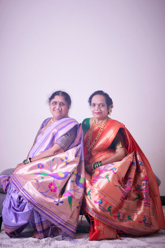 Lavender & Deep Purple Parrot Paithani Nauvari