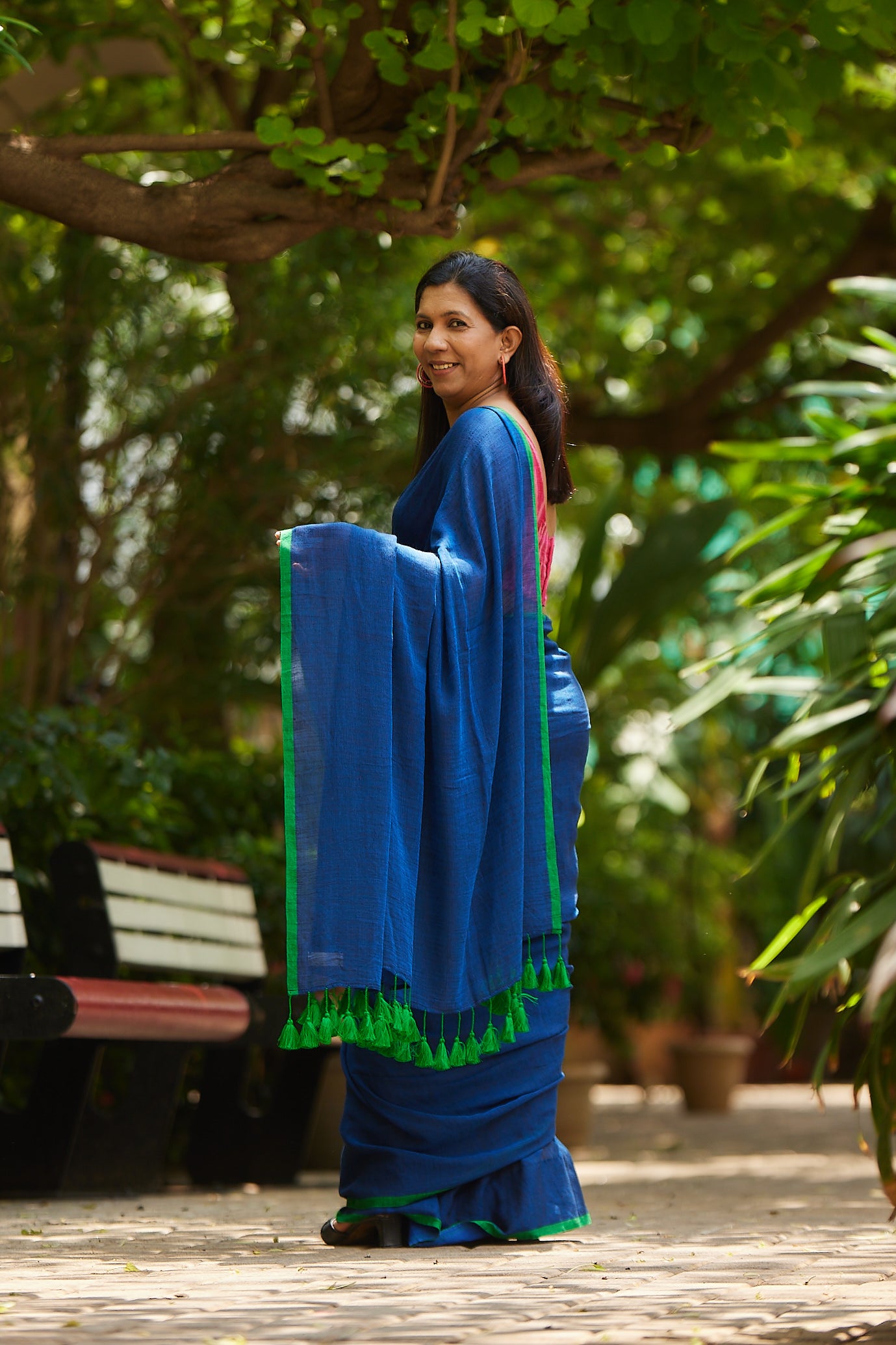 Jheel Viscose Mul Cotton Saree with Tassels