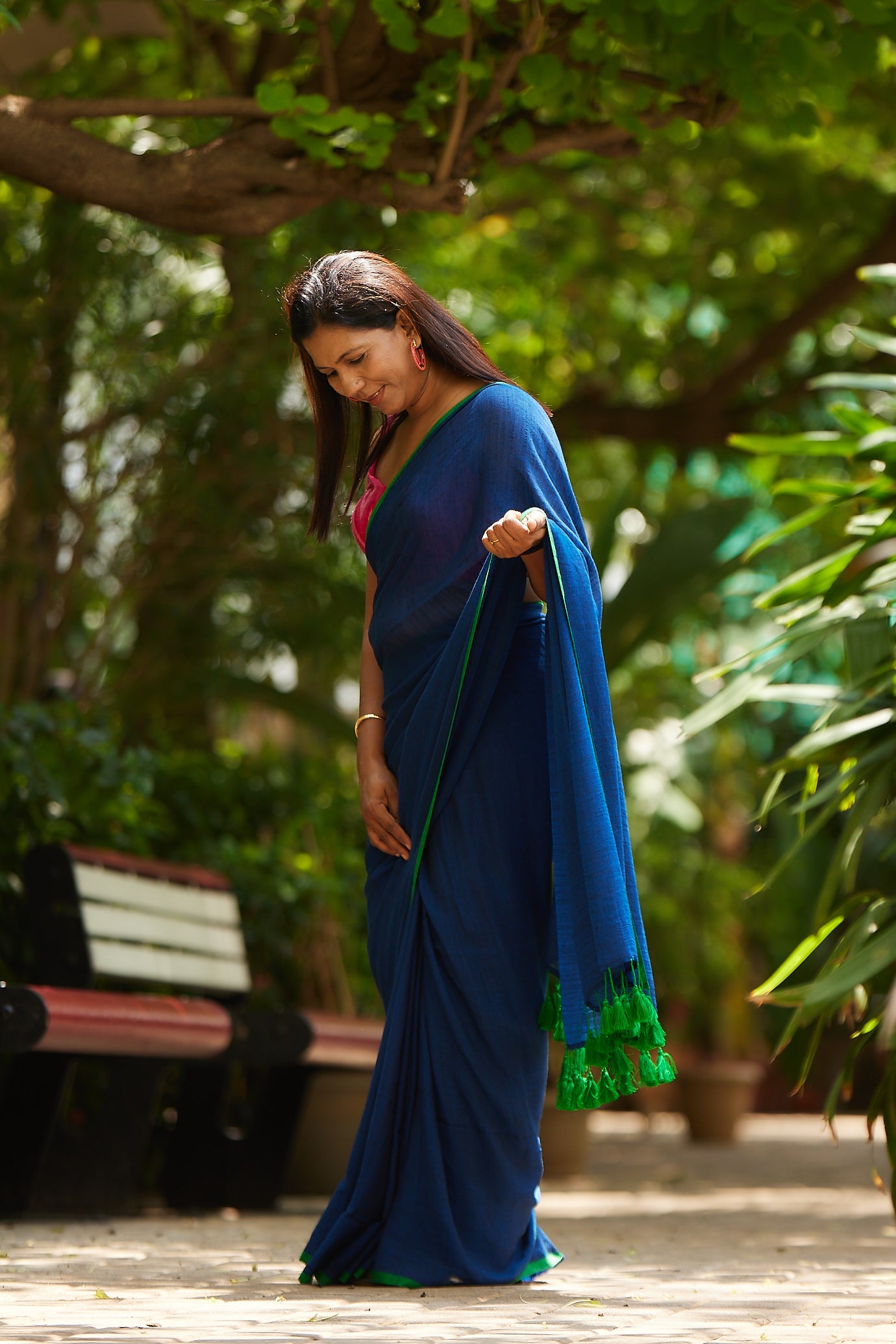 Jheel Viscose Mul Cotton Saree with Tassels
