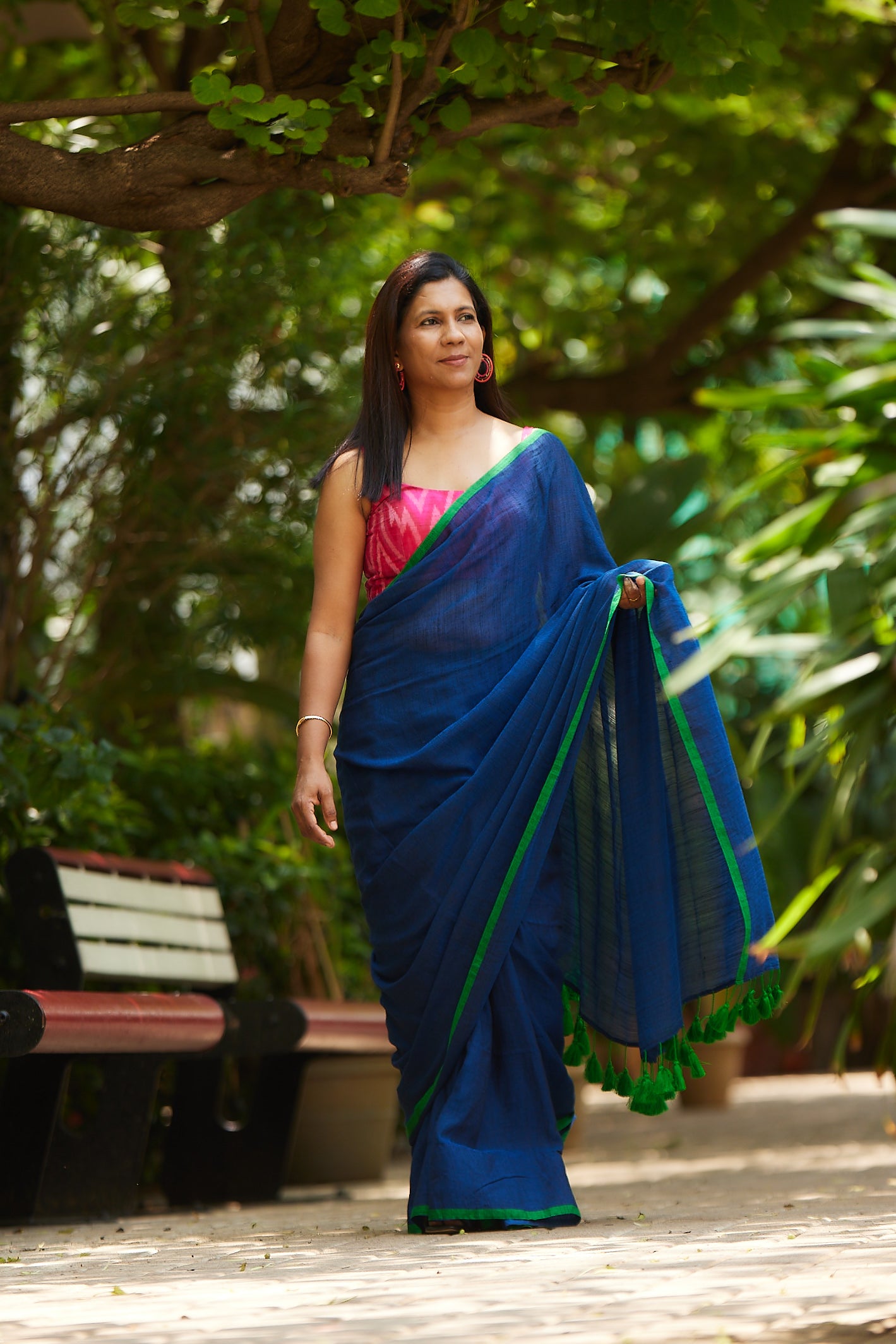 Jheel Viscose Mul Cotton Saree with Tassels