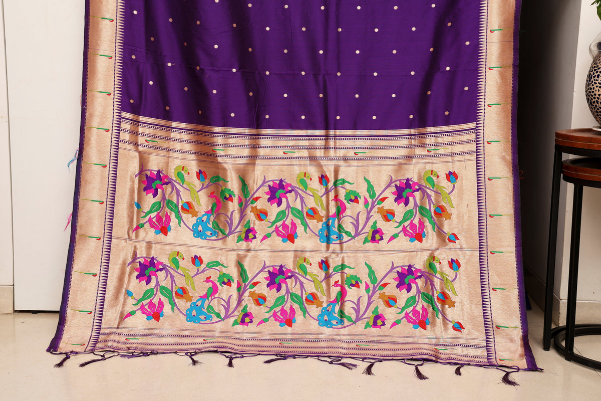 Royal Indigo Paithani and Kalamkari Fusion
