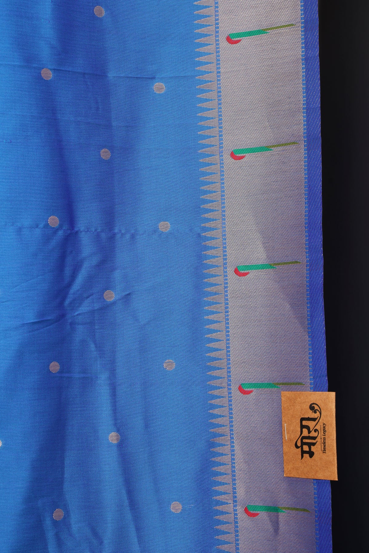 Peacock Blue Paithani and Kalamkari Fusion