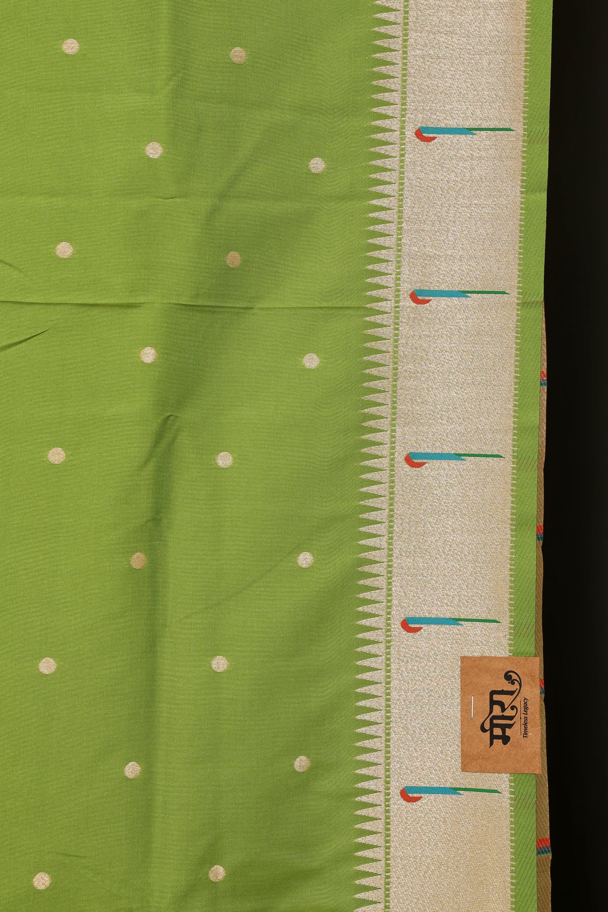 Parrot Green Paithani and Kalamkari Fusion