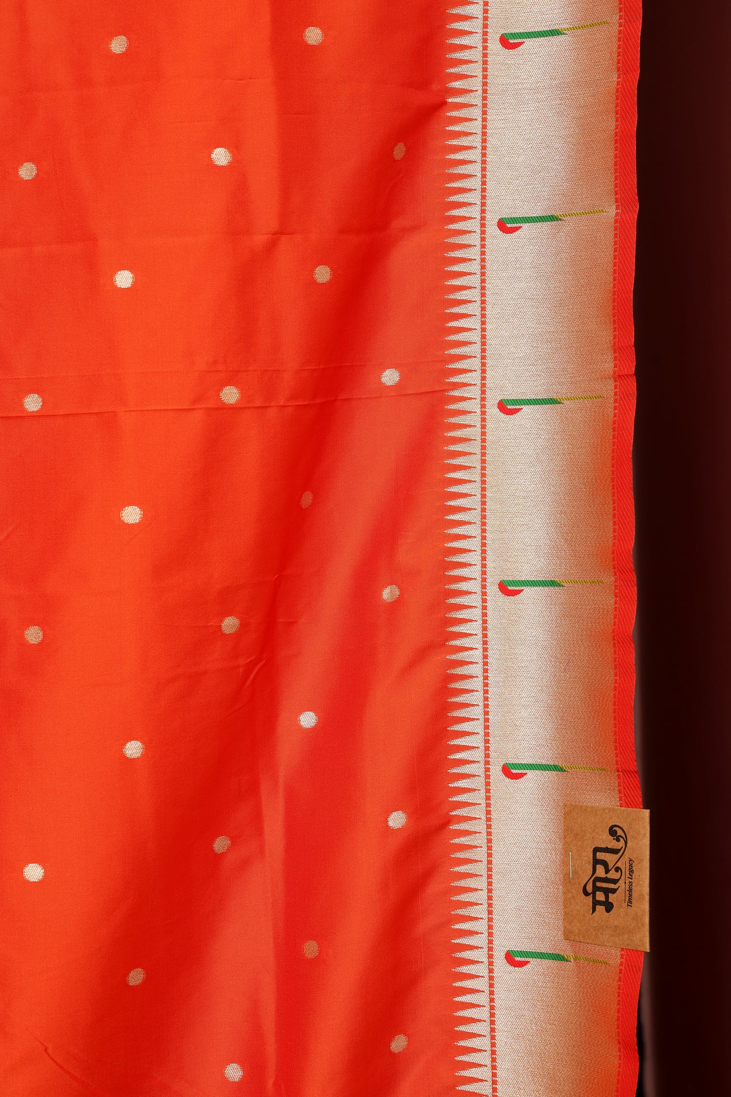 Sindoor Orange Paithani and Kalamkari Fusion