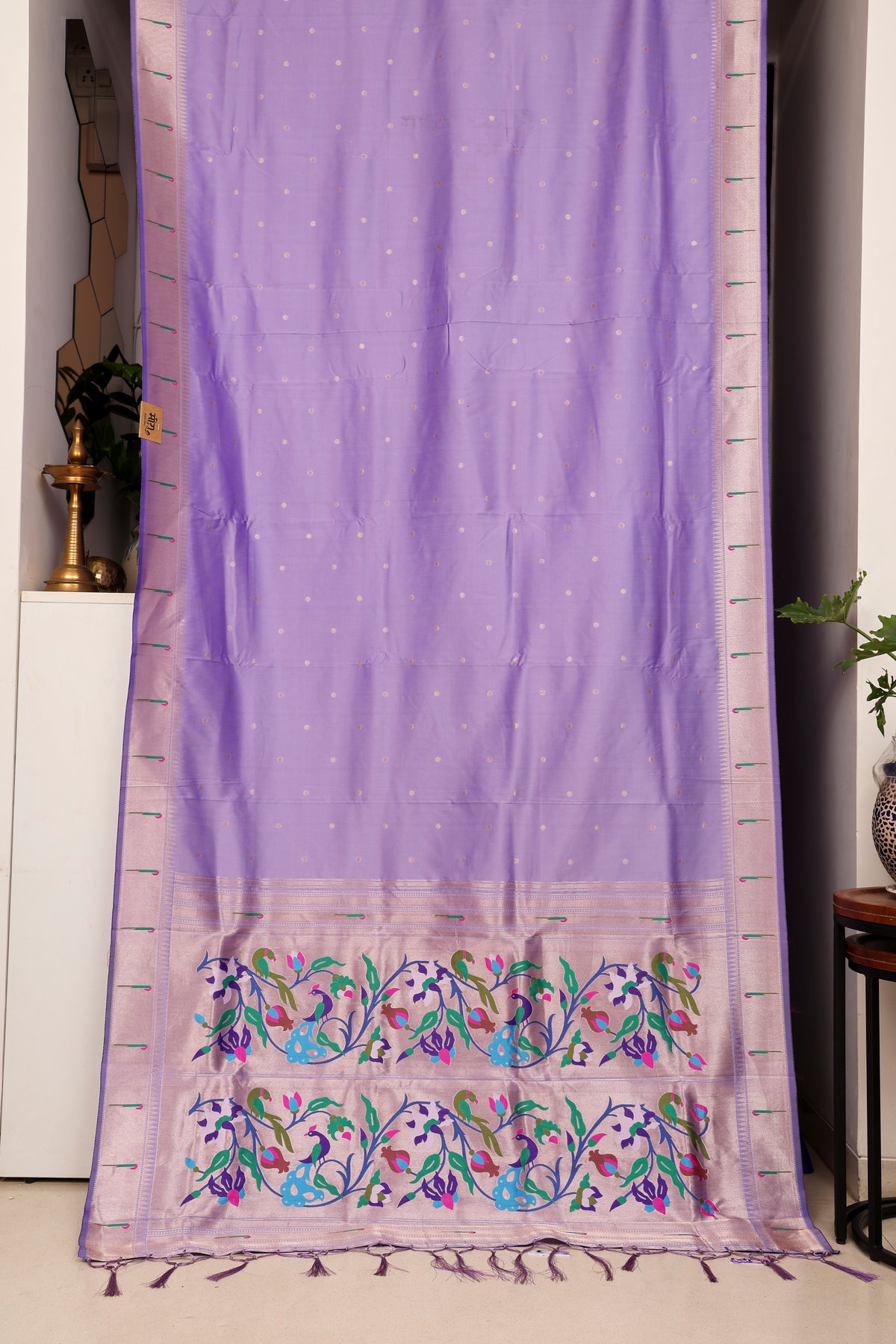 Lavender Paithani and Kalamkari Fusion