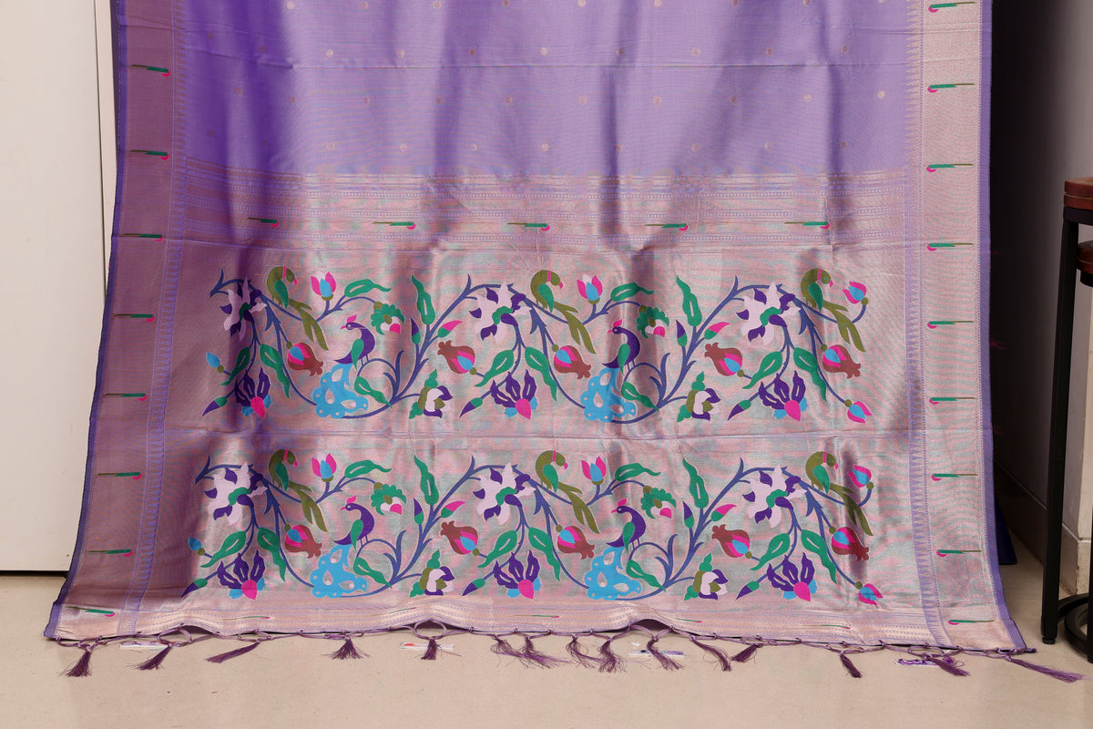 Lavender Paithani and Kalamkari Fusion