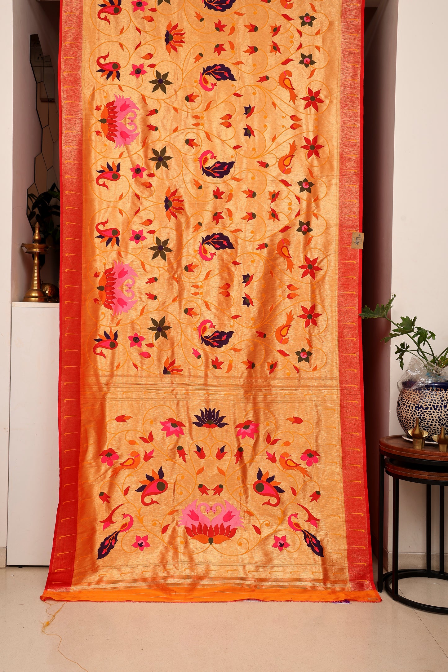 Antique Gold Mayur Valli Paithani