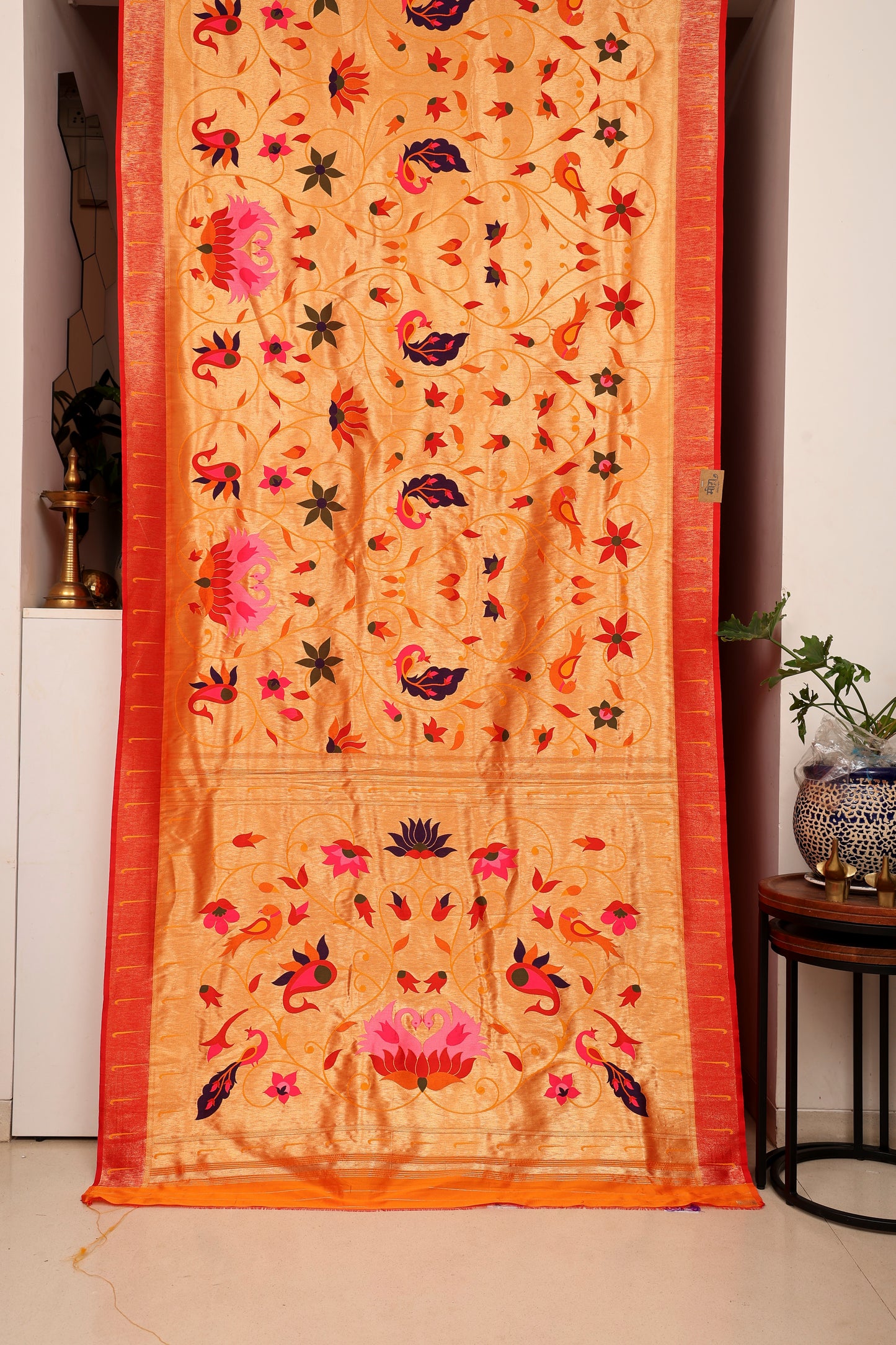 Antique Gold Mayur Valli Paithani
