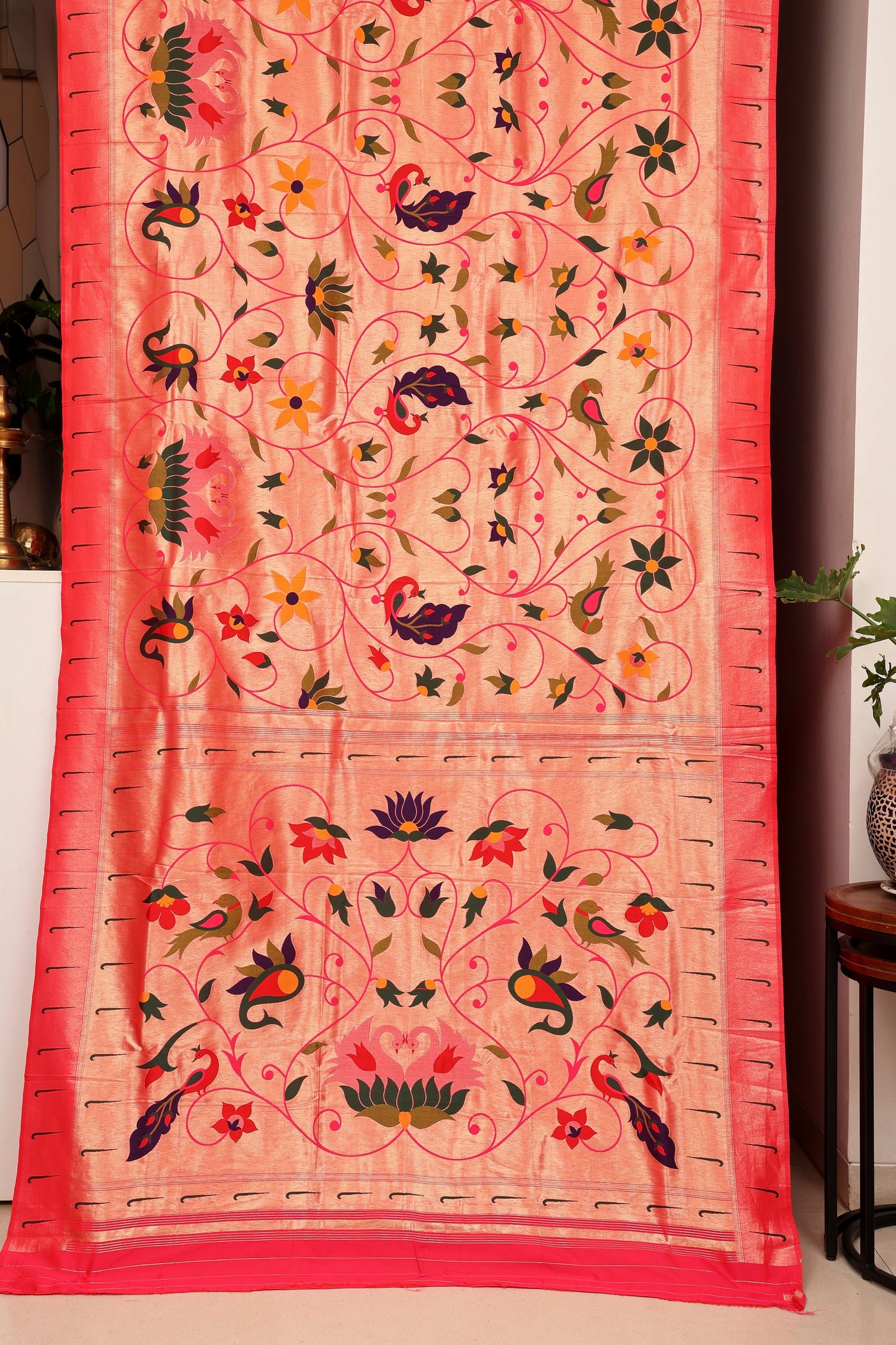 Rani Pink Mayur Valli Paithani