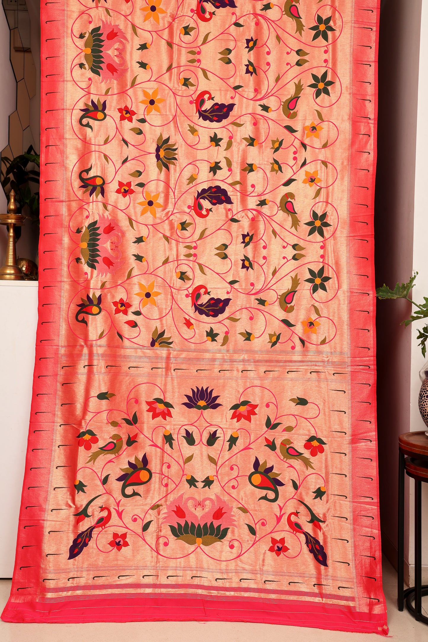 Rani Pink Mayur Valli Paithani