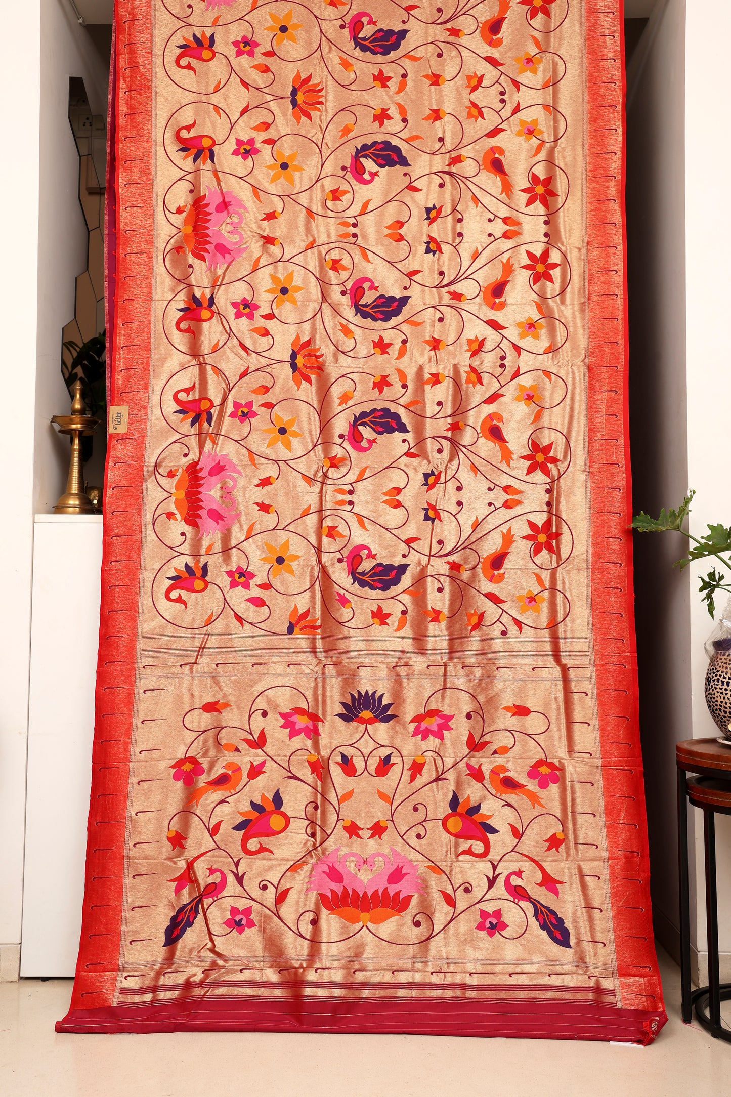 Champagne Gold Mayur Valli Paithani