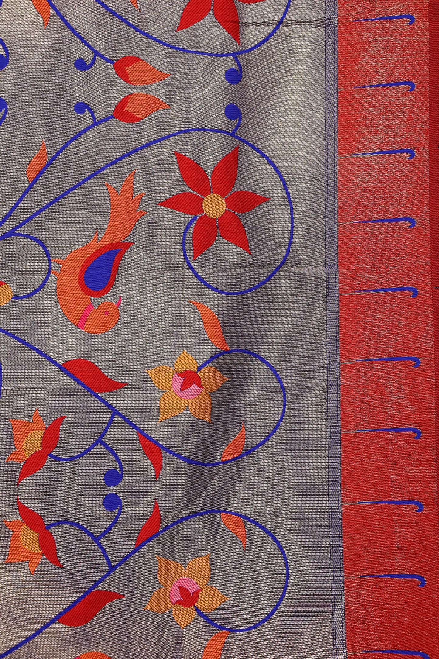 Silver Grey Mayur Valli Paithani