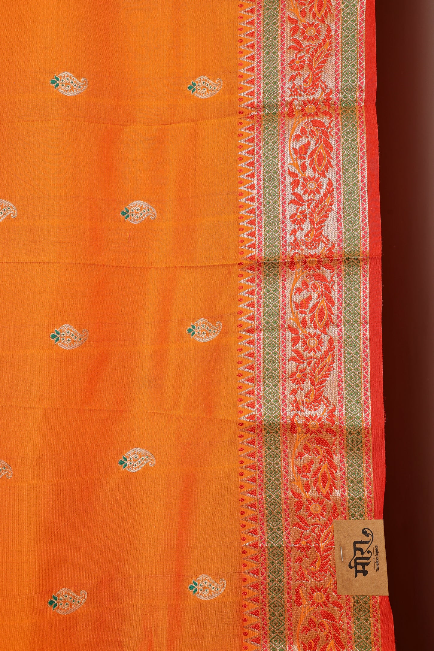 Kesari Orange Silk Blend Paithani