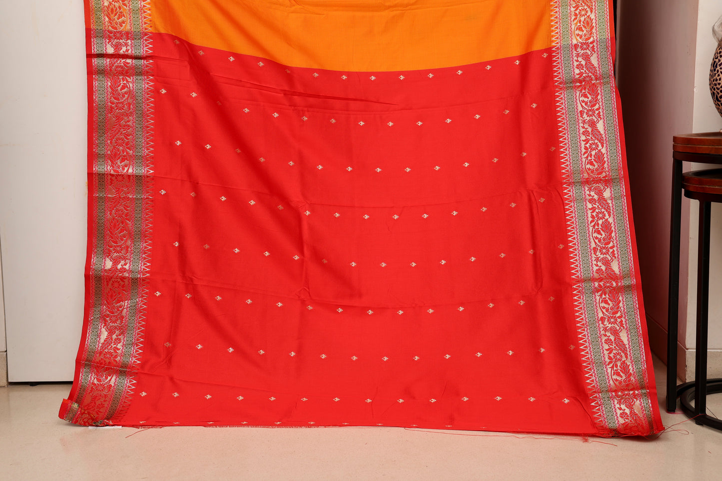 Kesari Orange Silk Blend Paithani