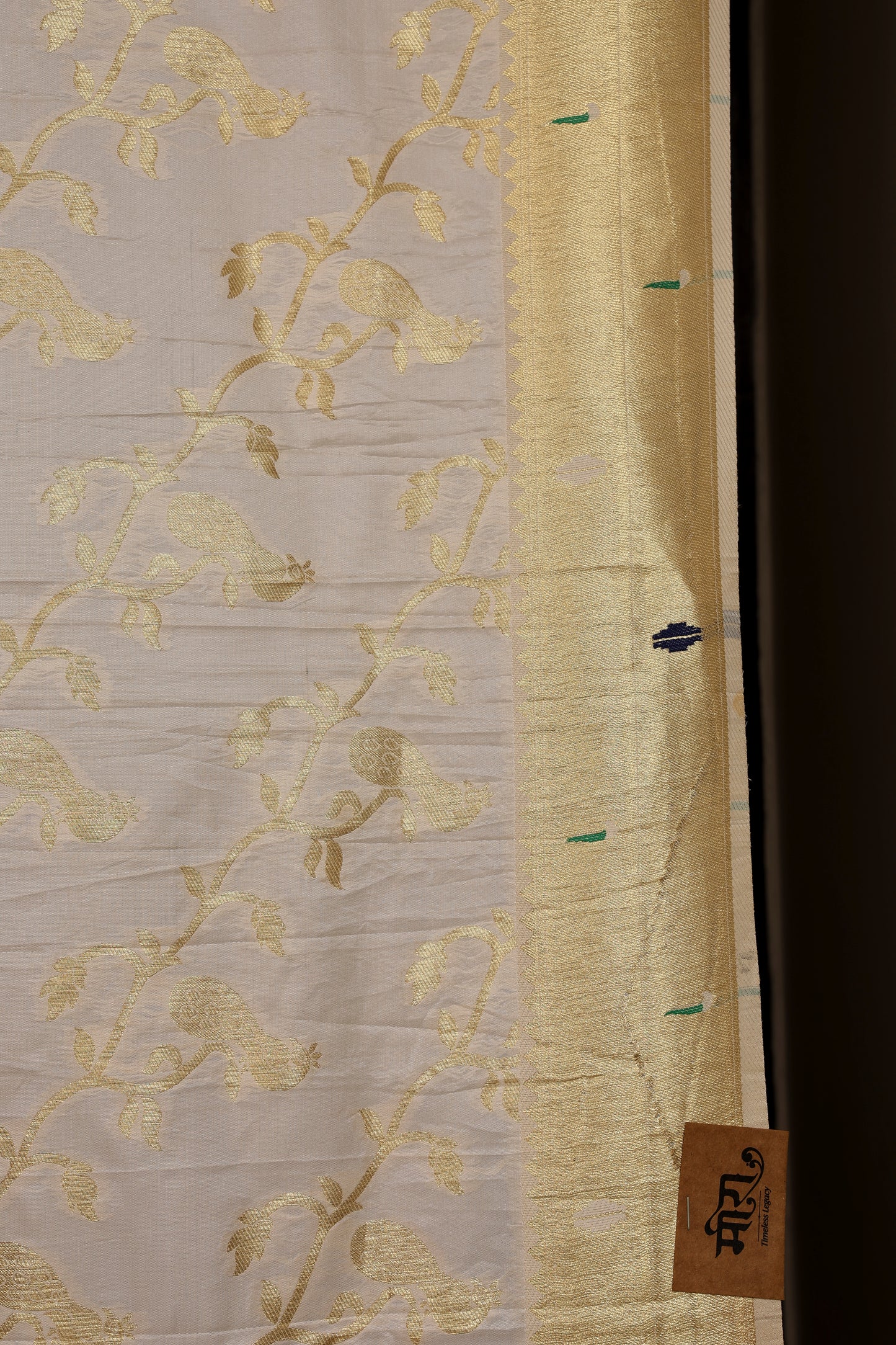 Ivory Gold Silk Blend Paithani