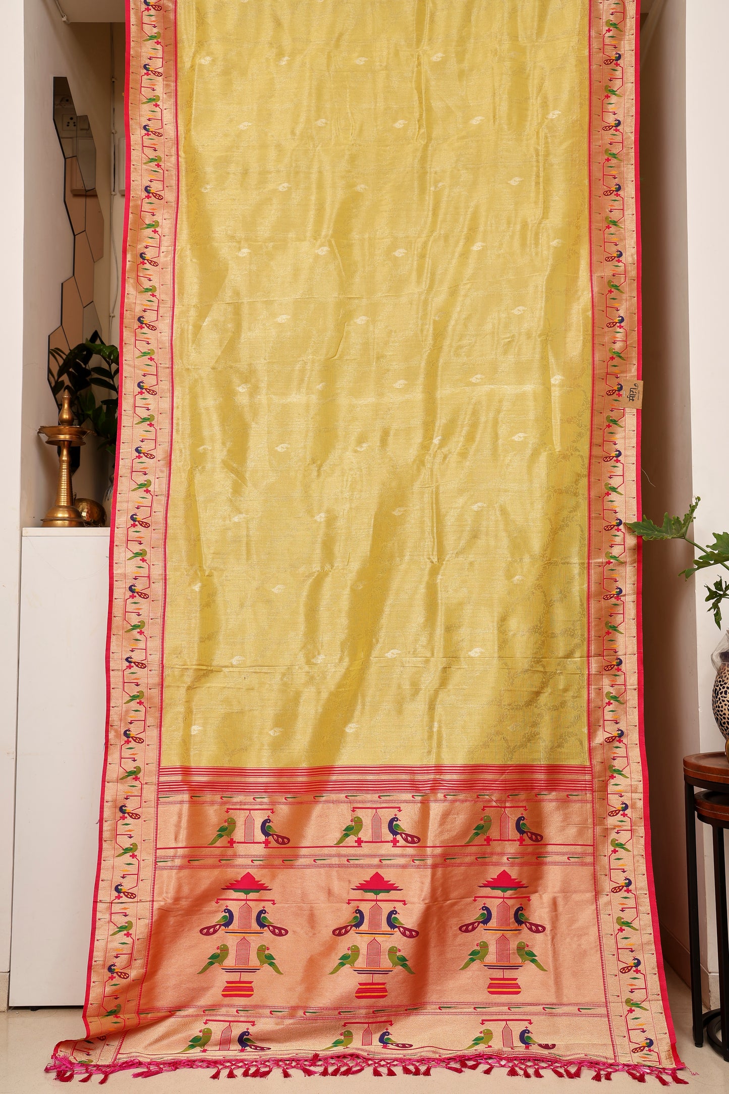 Sunshine Gold Tissue Silk Blend Paithani