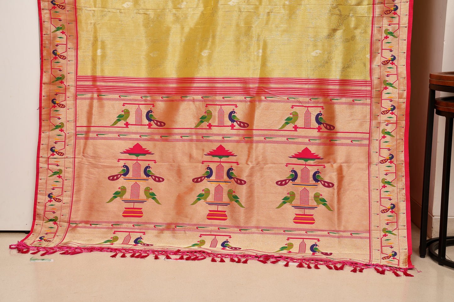 Sunshine Gold Tissue Silk Blend Paithani