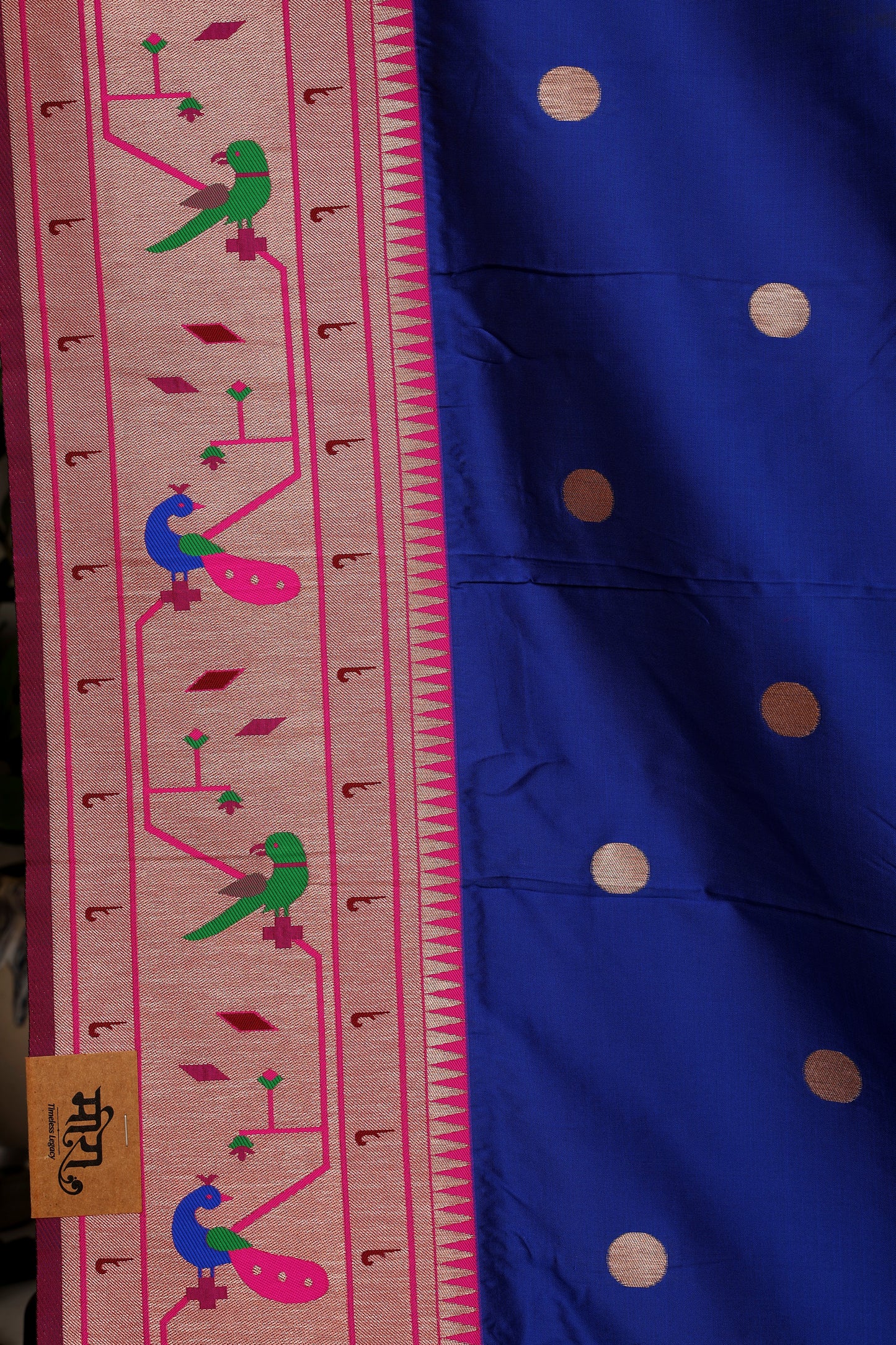 Royal Blue Mor Popat Border Paithani
