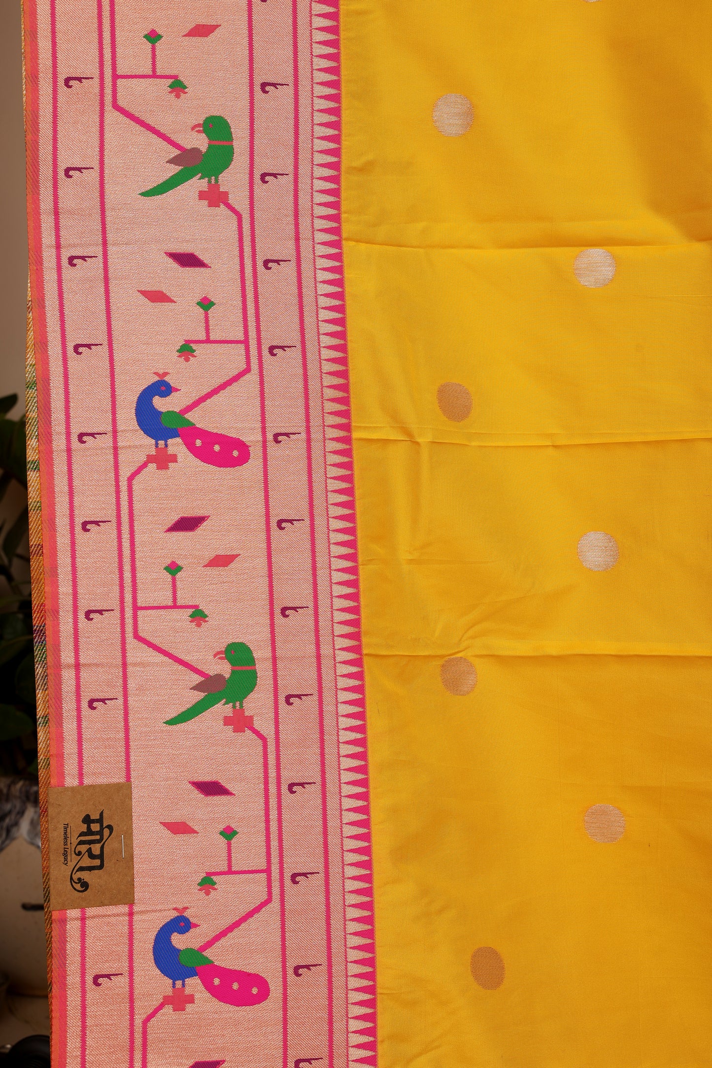 Sunshine Yellow Mor Popat Border Paithani