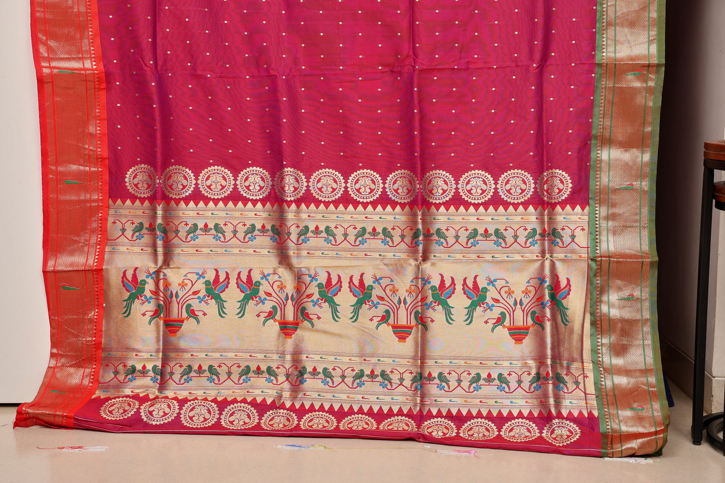 Royal Magenta Ganga Jammuna Border Paithani