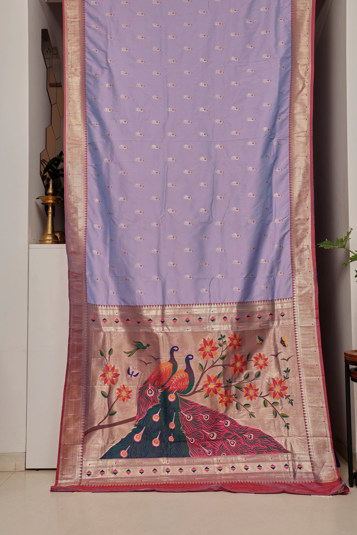 Lavender Twin Peacock Paithani