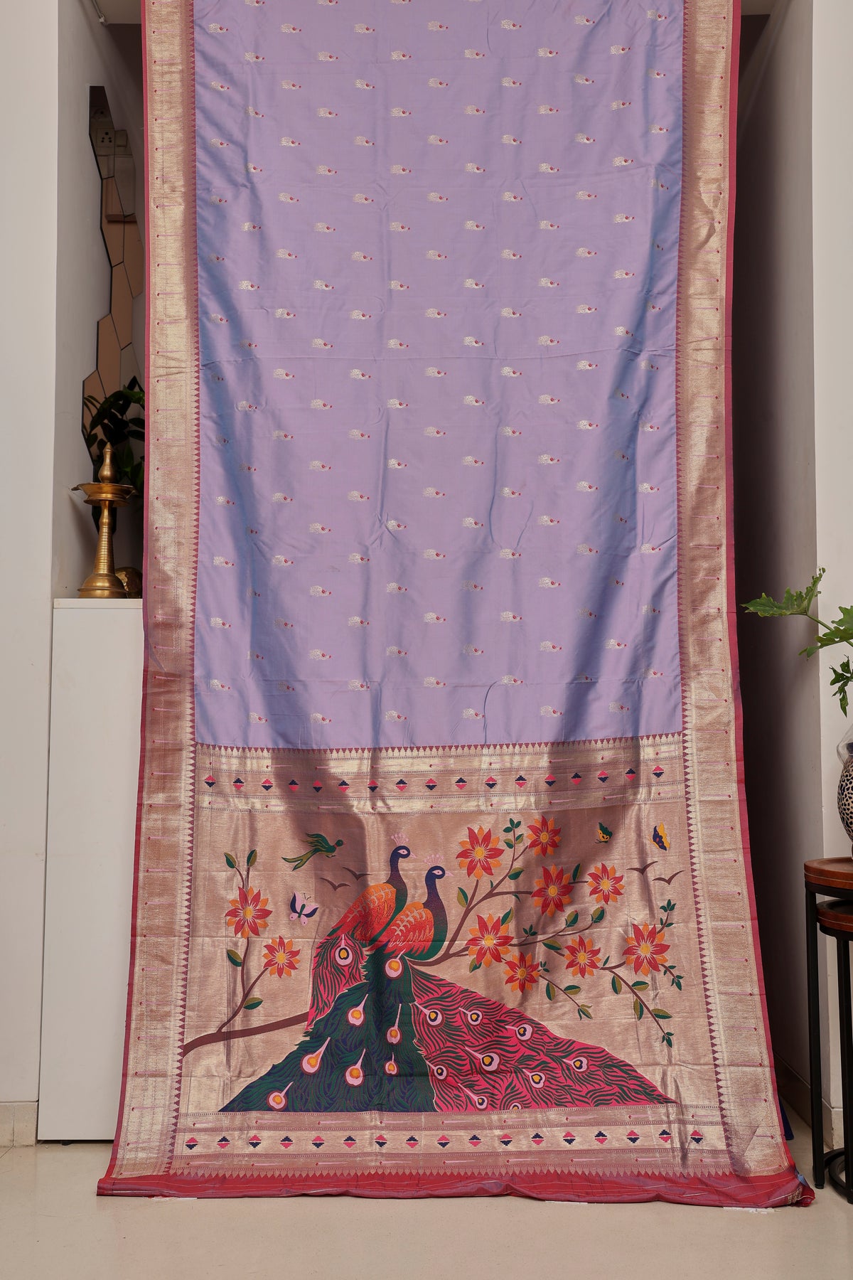Lavender Twin Peacock Paithani